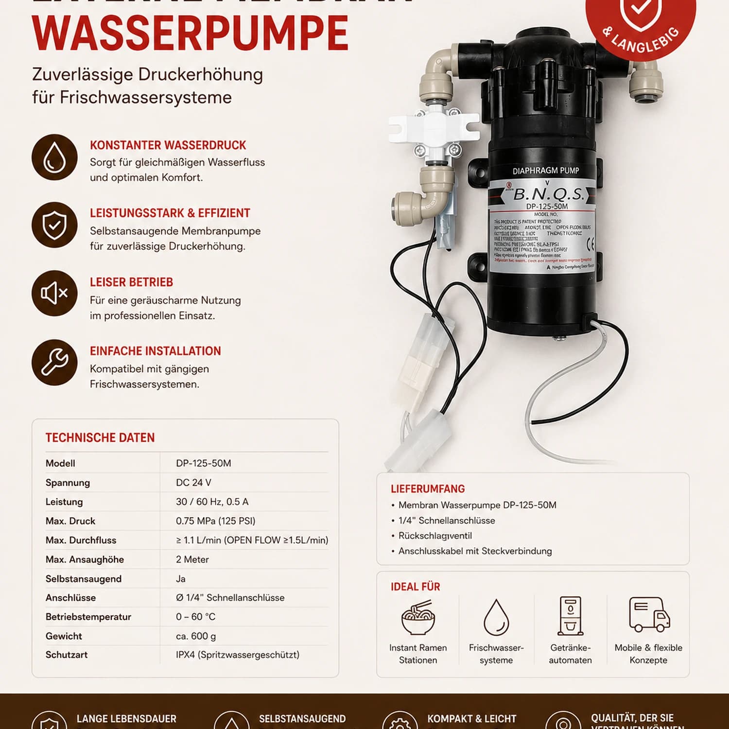 Externe Wasserpumpe für Hauscook Kocher